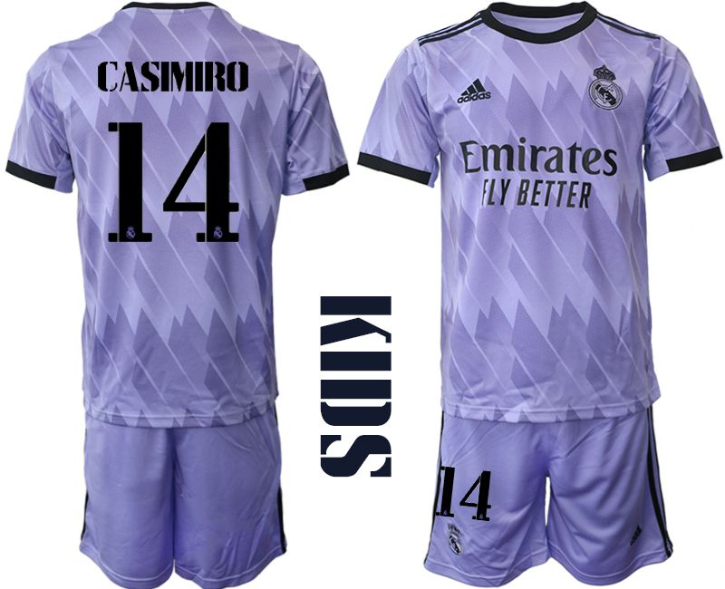 Youth 2022-2023 Club Real Madrid away purple #14 Soccer Jersey